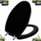 Angol Shiold Black Elongated Toilet Seat with Zinc Alloy Hinges, Easy to Install and Clean, Scratch Resistant