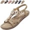Acfoda Sandali Donna Estive Tacco Bassi Comode Eleganti Infradito Gioiello Ciabatte da Spiaggia Casual Antiscivolo Scarpe con Strass Beige 43