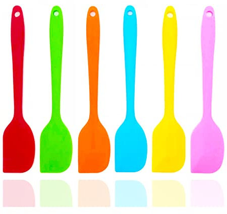 6 Stück Silikon-Spatel, 21,1 cm, kleine Gummi-Spatel, hitzebeständig, antihaftbeschichtet, flexible Schaber, Back- und Mischwerkzeug