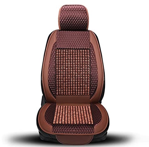 Blueshyhall Sitzbezug Massage, Atmungsaktive Autositzbezüge Sommer, Holzperlen Sitzauflage Vordersitze, Universalle Massagekissen für Auto, Büro (Braun)
