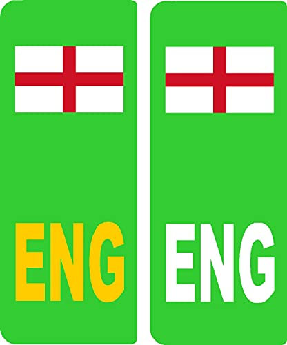 2 x ENG England Green Electric/EV/Hybrid Union Jack Flag Car Number Plate Vinyl Stickers United Kingdom by Ellis Graphix