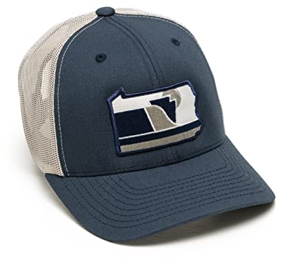 RepresentPA Pennsylvania Nittany Snapback Hut | Marineblau und Silber | Trucker Patch Cap | State Pride | PA Roots Memorabilia | 6 Panel | Outdoor Wear |
