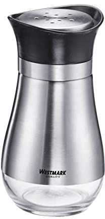 Westmark Gewürzstreuer, 2 Stück, Mit untenliegendem Sichtfenster, Universelle Lochung im Deckel, Fassungsvermögen: je 125 ml, Glas/Kunststoff/Edelstahl, Lissabon, Transparent/Schwarz/Silber, 6322260