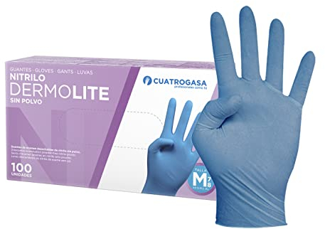 cuatrogasa | guante nitrilo azul dermolite | guante desechable (100 unidades) (M)