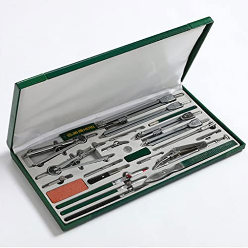 UNNS Kompass Zeichnen 23 -teiliges Kompass -Set Math Geometrie -Toolset mit Blei -Nachfüll -Protraktor, multifunktional for Schulhaus- und Bürowerkzeuge Zeichenwerkzeuge (Color : A)