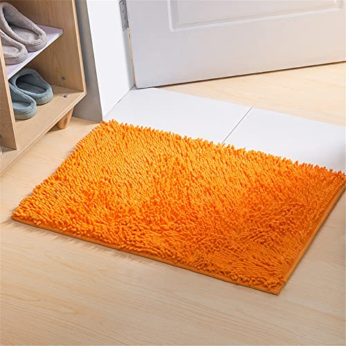 Odot Chenille Badematte, Super Saugfähiger WeicherBad-Teppiche Anti-Rutsch Bequeme Waschbarer Badteppich Flauschiger Badezimmerteppich in Shaggy-Optik (Orange,60x90cm)