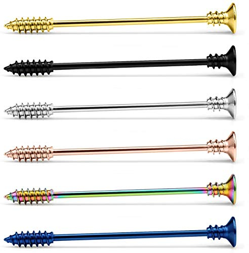 Longbeauty 14 Gauge Industrielle Piercing Barbells Lang Pfeil Edelstahl Bars Ohrstecker Ohrring 38mm Körperpiercing Schmuck Set