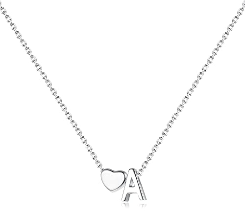 Chriscoco Kette mit Buchstabe 𝐒𝐢𝐥𝐛𝐞𝐫 𝟗𝟐𝟓 Halskette mit Buchstaben Gold/Silber Kette Damen Hypoallergene Herzkette Anfangsbuchstaben Silberkette damen - Mit Schmuckschatulle
