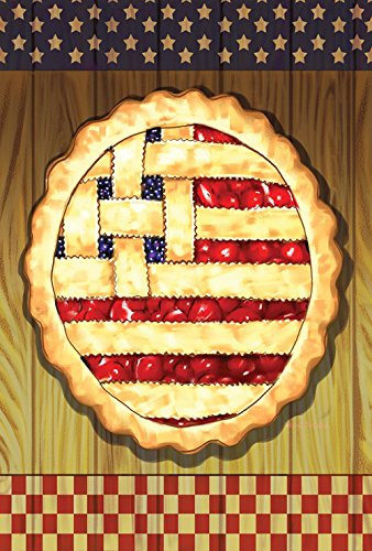 Hausflagge XCm, amerikanische Gittertorte, Sommer, Obst, Dessert, Juli, Sterne, Streifen, USA, Gartenflagge, D 32 cm x 48 cm