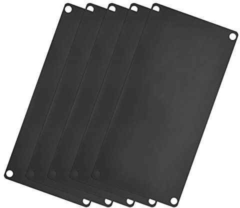 sourcing map Etiquetas en Blanco de Acero Inoxidable, Tarjeta Vacíos Grabado Rectangular 100x60mm con 4 Orificios para DIY Placa de Identificación de Máquina Etiqueta, 5 Piezas Negro