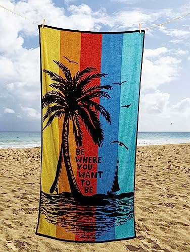 Rapport Home Ultra Absorbent Tropical Palm Tree Beach Towel