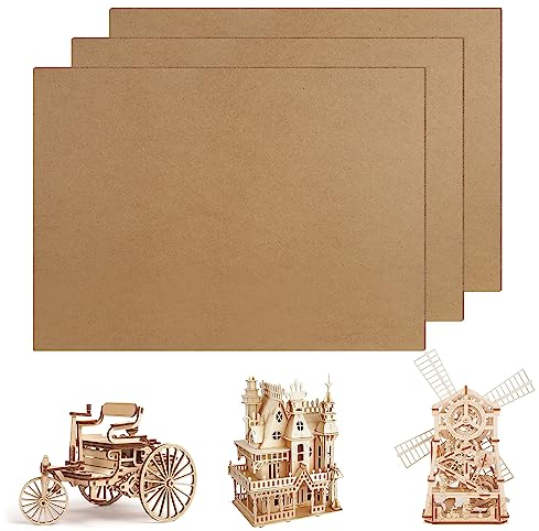 Kssvzz 3Pcs A3 MDF Boards for Crafts, 42 x 30cm x 2mm Wooden Board Medium Density Fiberboard Replacement, Artist Drawing Board Art Board for Laser Engraving, Painting and Decor