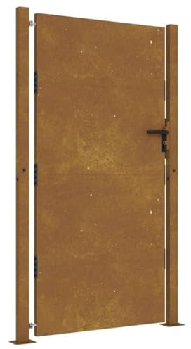 vidaXL Puerta de jardín acero corten 105x205 cm, puerta de metal, puerta de jardín delantera, puerta de jardín con cerradura, puerta de acero