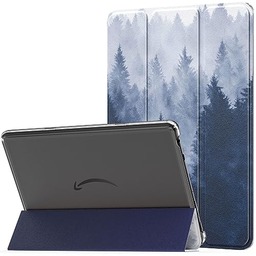 MoKo Case for All-new Amazon Fire HD 10 Tablet(13th Generation, 2023 Release)10.1,PU Leather Trifold Stand Cover for Fire Tablet 10 2023 with Transparent Frosted Backshell,Auto Wake/Sleep,Gray Forest