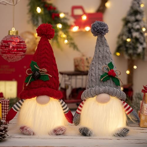 XNSHUN Weihnachtswichtel Figuren LED Weihnachtsdeko, Weihnachten Wichtel Mit Licht, Wichtel Figuren Set, Weihnachts Tisch Deko, Glowing Dekorationen Für Weihnachten