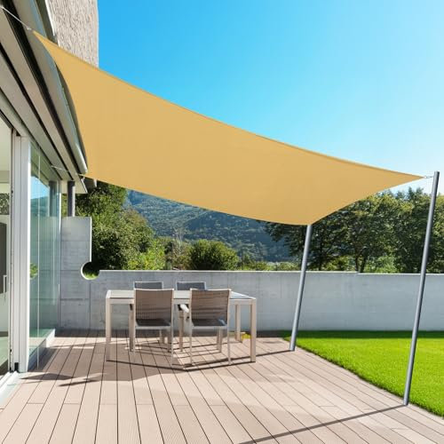 AXT SHADE Toldo Vela de Sombra Impermeable Rectangular 2x3m Protección Rayos UV para Terraza Exterior Patio Jardín-Arena