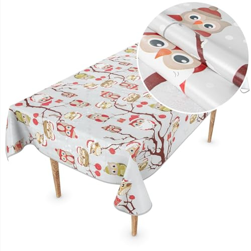 ANRO Wachstuchtischdecke Weihnachts Tischdecke abwaschbar Wachstuch Weihnachten Wachstischdecke Eulen 240x140cm