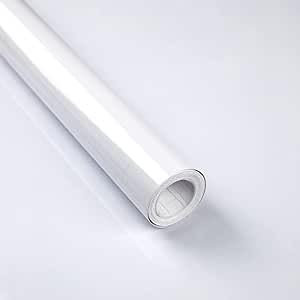Decoroom Papel Adhesivo para Muebles Blanco 90X600cm Impermeable Vinilos Rollo PVC Material Decorativa Cocina Baño Dormitorio Autoadhesivo Pegatina para Muebles