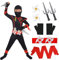 LGZIN Ninja Kostüm Set für Kinder - Jungen & Mädchen Cosplay Anzug für Halloween, Karneval und Rollenspiel - Ankleiden Outfit