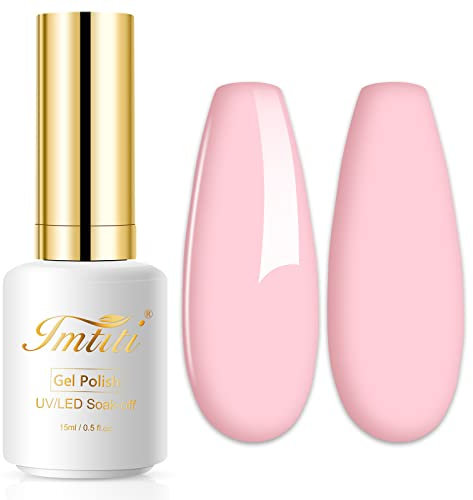 Imtiti Smalto Semipermanente Unghie Pastello, 15ml Smalti Semipermanenti Per Unghie Rosa UV Led Soak Off Smalto Gel Unghie UV Naturale Gel Nail Polish Per Uso Professionale e Domestico