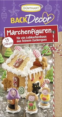 Günthart BackDecor 13 Märchenfiguren aus Zucker für einLebkuchenhaus aus feinem Zuckerguss, 1er Pack (33 gr)(