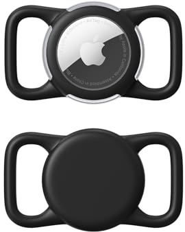 Waterproof Airtag Holder for Dog Collar, Soft Full-Body Protective Airtag Holder for Dog & Cat Collars, Ultra-Durable, Easy Installation, Lightweight Clear Airtag Case (Black, Regular)
