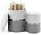 COSTWAY Storage Ottomans Set of 2, Nesting Linen Round Footstool Pouffe Ottoman with Removable Cover, Upholstered Seat Footrest Vanity Dressing Table Stool Chair for Living Room Bedroom, Beige+Grey