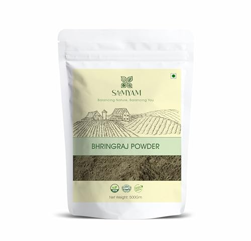 SAMYAM Polvere per capelli alle erbe Bhringraj - Confezione da 500 g | Tonico per capelli alle erbe, Crescita dei capelli, Capelli forti