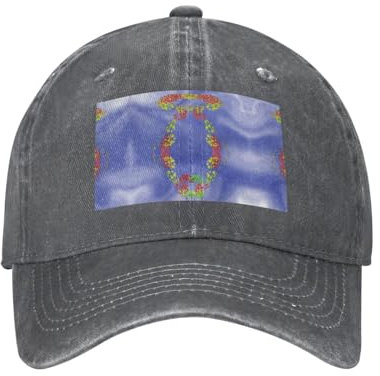 WapNo Ring of Flowers Trucker-Mütze, verstellbar, Metall, Snapback, Cowboy-Baseballkappe, Unisex, schwarz, Deep Heather, Einheitsgröße