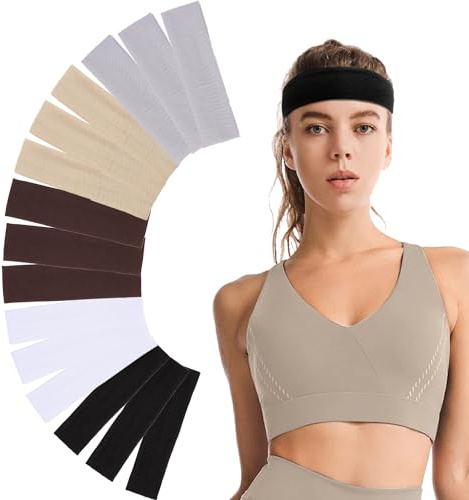 CADTARBAB 15 Stück Yoga Headbands Sport Stirnbänder Elastische Haarbänder Damen rutschfest Haarband für Jogging Fitness Laufen Exercise Gym