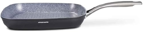 Arthur Martin Lot de 2 Poeles Aluminium Ø 22-26 cm, Revêtement intérieur anti-adhésif sans PFOA - manche acier - Tout feux dont induction (Poêle Grill Induction 28cm)