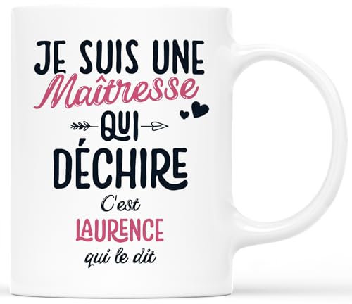 Cadeau Plus Mug Personnalisé Prénom Je Suis Un Maître Qui Déchire - Cadeau Fin d'Année Scolaire, Cadeau Maitre d'École Fin d'Année, mug maître (Maîtresse)
