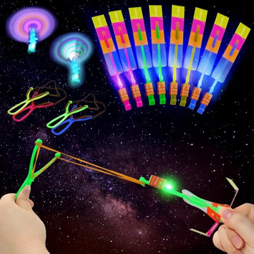 Capaneus 30PCS LED Leuchtspielzeug Partyartikel，Hubschrauber Fliegen Spielzeug，Leucht Schleuder，Flylights Schleuder，Leuchtspielzeug Kinder Party，Fliegendes Partyspielzeug，Leucht Spielzeug