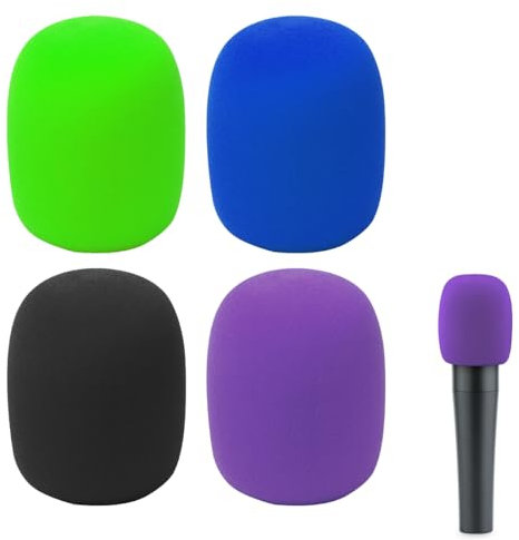 4 Pezzi Colorati Spugna Microfono, Antivento Microfono, Custodia Protettiva in Schiuma, Riutilizzabile Spugna Microfono, Per Microfono Antipolvere, Anticaduta, Antibatterico e Antivento (4 colori)
