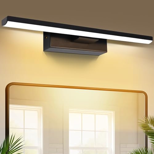 SERBASIC LED Spiegelleuchte Badwand 330°Drehbar Lampe Badezimmer, 50cm 10W 1000LM Warmweiß Licht Wand Lampen für Bad, Schminktisch Beleuchtung Schwarz