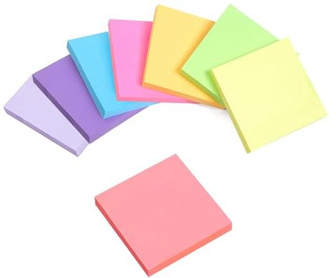 iCovalescent 800 Stück Haftnotizen 76x76mm, Bunte Quadratische Selbstklebende Haftnotizzettel, Leicht zu Beschreiben, für Notizen, To-Do-Listen und Erinnerungen(8 Farben)