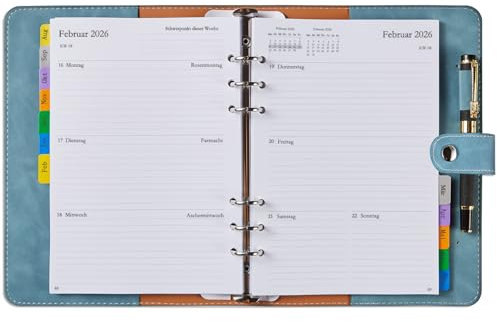 Kalender 2025 2026 A5 Deutsch, Schülerkalender 2025/2026, Planer mit Monatsübersicht Notizen Kontakt, Softcover Wochenplaner/Terminplaner Ringbuch, Schulplaner, Buchkalender Organizer, Aug.25-Jul.26