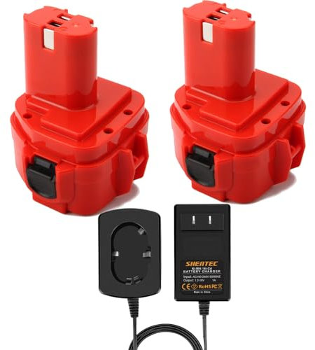 2pcs Shentec 12V 4.5Ah NI-MH Batteria + Caricabatterie sostituzione per Makita Batteria 1220 1222 PA12 1233S 1234 1233 1235 1235B 1235F 192696-2 192698-8 192698-A 193138-9 193157-5