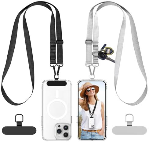 Nupcknn Handykette Universal 2 Stück, Kette zum Umhängen, Handykordel zum Umhängen, Kompatibel für iPhone, Samsung oder Alle Smartphone,Einstellbar und Abnehmbar,Schwarz und Grau
