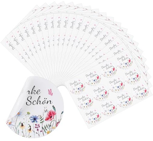 240 Stück Danke Aufkleber, Dankeschön Stickers 4cm, Selbstklebende Etiketten Runde, Personalisierte Sticker Blumenstil, Geschenkaufkleber für Lehrer, Konfirmation Geburtstag Taufe