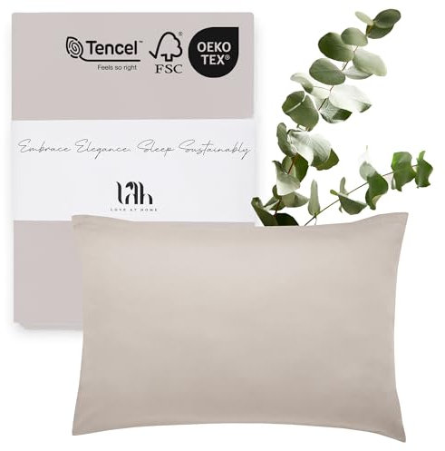 LAH Dream 100% Tencel Lyocell Kissenbezug, luxuriöser & umweltfreundlicher Kopfkissenbezug, hypoallergen, atmungsaktiv & ultraweich, Komfort, Alternative zu Seidenkissenbezügen (Grau, 50x75 cm)