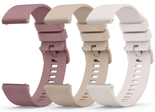 Yisica 3 Piezas Correa para 22mm Reloj Inteligente Hombre Mujer, Liberación Rápida de Silicona Suave Pulseras de Repuesto (Starlight/Té le Che/Humo Morado, 22mm)