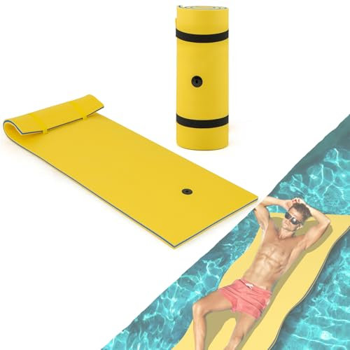 GOPLUS Flotteur Piscine,Hamac Flottant Tapis d'eau Flottant en Mousse Durable pour Lacs, Piscines et Plage, Matelas Gonflable, 210X66CM (Jaune)