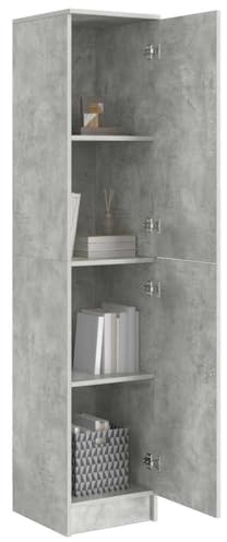 vidaXL Highboard Beton Grau 35 x 39 x 168 cm, Moderner, rechteckiger Hochschrank, viel Stauraum, Elegantes Möbel, minimalistische Regale für Dein Wohnzimmer