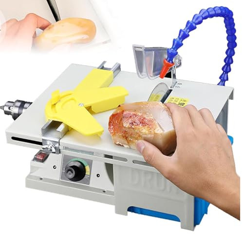 5-in-1 Poliermaschine Set für Schmuck Edelstein Stein Tischpolierer Poliermaschine, Präzisions Tischsäge Schleifgeräten zum Polieren/Schneiden/Polieren/Schleifen und Schnitzen