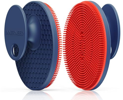 INNERNEED Magnetic Silicone Facial Cleansing Brush Soft Face Scrubber, Red | Food-grade Silicone Face Scrub Brush Gentle Exfoliating, Hygienic, Durable for All Skin Types