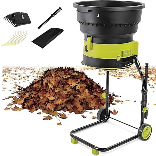 Qiang Trituratore Giardino Elettrico,Biotrituratore Foglie Potente 2500W,Senza Lame,Grande Imbuto 54cm,Zerkleinerer 208L/Min,Leggero e Compatto con Sacco di Stoccaggio noPowercord