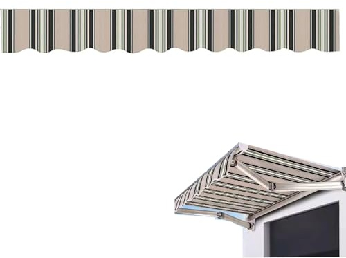 Awning Valance Replacement, 3m/3.5m/4m/4.5m/5m Heavy Duty Waterproof UV Resistant Fabric Strips, Wavy Valance for Patio Balcony Awning Replacement