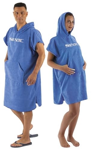 SEAC Unisex Poncho Poncho für Surfen und Wassersport für Erwachsene | Super saugfähiges, schnell trocknendes Handtuch/Bademantel | Ideal für Surfen, Meer, Pool und Wassersport (1er Pack)