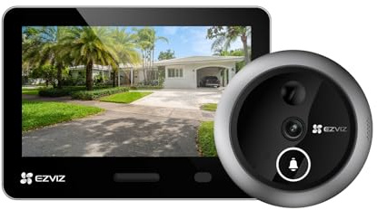 EZVIZ Akku Video Türspion Gesichtserkennung 4K Zwei-Wege-Audio EP4 | 14 cm (5,5 Zoll) Farbbildschirm, 4K kabelgebundener Video-Türspion, Akku, Zwei-Wege-Audio, PIR-Bewegungserkennung